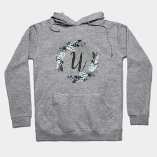 Floral Monogram U Dark Bohemian Flora Hoodie